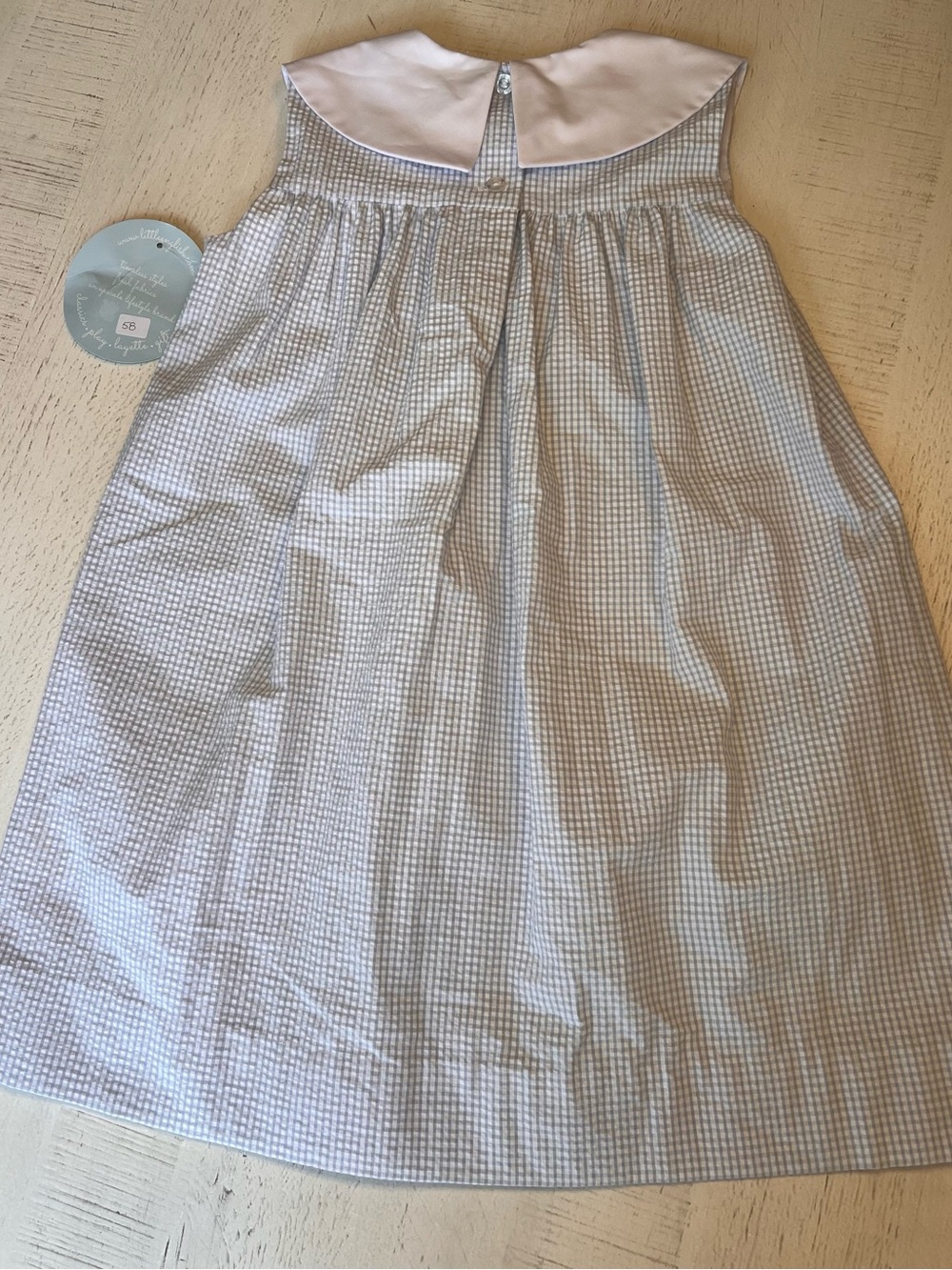 NWT Little English Blue Seersucker Dress with Watermelon Collar - Picture 5 of 7